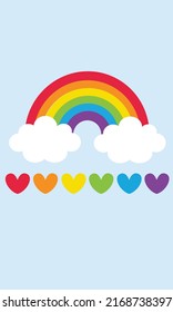 Rainbow and Heart Pattern, Colorful rainbow seamless, Rainbow Blue Background, Rainbow Wallpaper Love Cards Vector Stock Vector Illustration. 