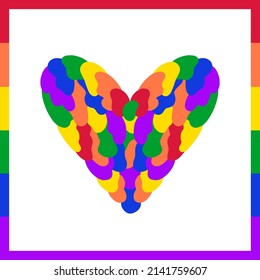 Rainbow Heart Pride Month Modern Style. Abstract Rainbow Heart