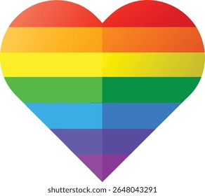 A rainbow heart representing lgbt pride is isolated on white background