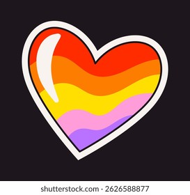 Rainbow heart retro summer sticker