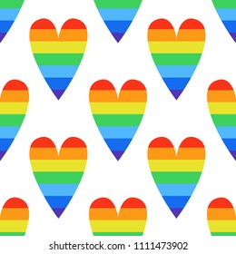 rainbow heart seamless pattern