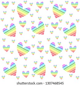 The rainbow heart  with seamless pattern  and and drawn,Valentines theme, love background texture.