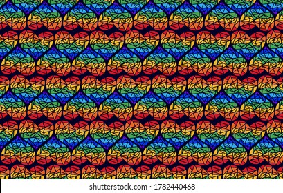 rainbow heart seamless pattern, multicolored triangular pattern, pride wallpaper, mosaic background, vector illustration