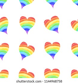    Rainbow heart. Seamless pattern. Vector illustration. Infinite texture for the design. Printing for fabrics, cover design, wallpaper
