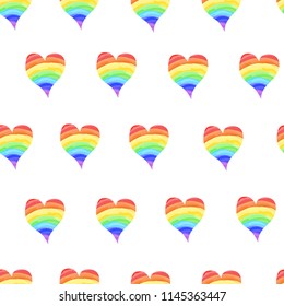    Rainbow heart. Seamless pattern. Vector illustration. Infinite texture for the design. Printing for fabrics, cover design, wallpaper
