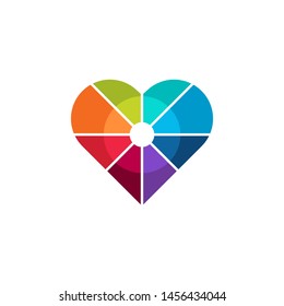Rainbow Heart Shape Geometric Abstract Isolated Logo