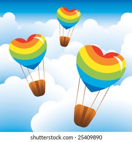 Rainbow-Herz formen Heißluftballon am Himmel
