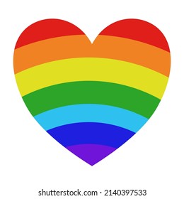 Icono de forma de corazón arco iris sobre fondo blanco.
