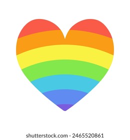 Rainbow heart shape isolated vector symbol. LGBT or LGBTQ pride symbol.