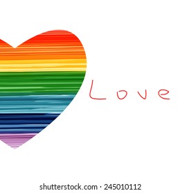 Rainbow heart shape love vector logo icon
