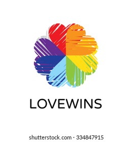 Rainbow heart shape love vector logo icon