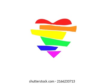 Rainbow with heart shape on white background ,LGBTQ Pride Month concept