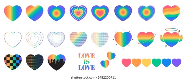 Rainbow heart shape pride month