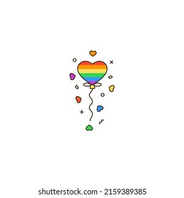 Rainbow heart shaped balloon icon
