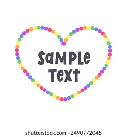 Rainbow heart shaped frame border. Valentines Day, Pride month flag concept. Vector flat illustration.