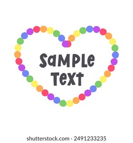 Rainbow heart shaped frame border. Valentines Day, Pride month flag concept. Vector flat illustration.