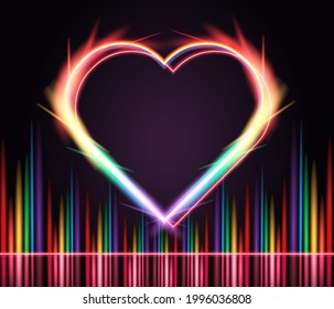 Rainbow heart shaped light support LBGTQ.