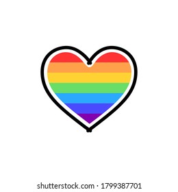 The rainbow heart is a sign of the LGBT community, colored vector illustration