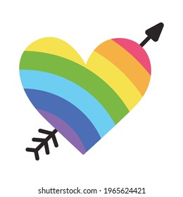 Rainbow heart silhouette sign art