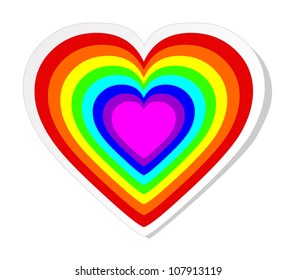 Rainbow heart sticker