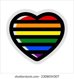 Rainbow Heart Sticker, Vector Illustration