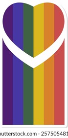 Rainbow Heart Sticker, Vector Illustration. LGBT art for print. Pride month LGBTQ support