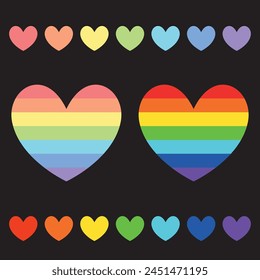 Rainbow heart symbol. Bright colors and pastel colors. LGBT community flag