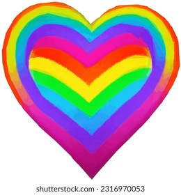 Rainbow heart symbol, colorful icon