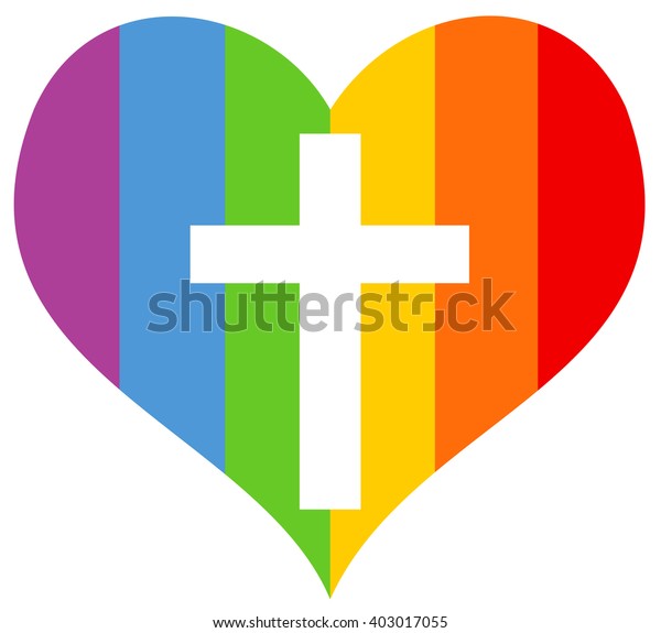 Rainbow Heart Symbol Homosexuals Homosexuality Cross Stock Vector ...