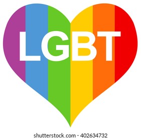 Rainbow heart with text LGBT 
