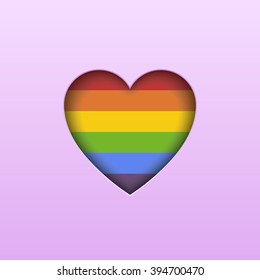 Rainbow heart. Vector illustration, eps 10. Gay flag. Gay family. Vector icon of rainbow heart, lgbt community sign