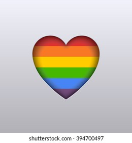 Rainbow heart. Vector illustration, eps 10. Gay flag. Gay family. Vector icon of rainbow heart, lgbt community sign