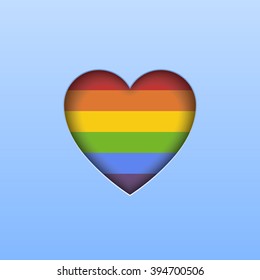 Rainbow heart. Vector illustration, eps 10. Gay flag. Gay family. Vector icon of rainbow heart, lgbt community sign