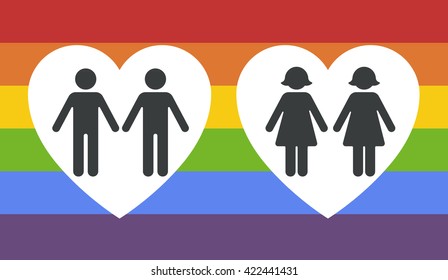 Rainbow heart. Vector illustration, eps 10. Gay flag. Gay family. Vector icon of rainbow heart, lgbt community sign