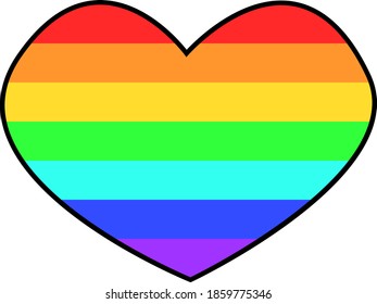 Rainbow heart is vector illustration. LGBT. It is flat style.