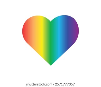 Rainbow heart with a vertical pattern. Abstract, art, artwork, badge, cartoon, children, colourful, creative, cute, decoration, doodle, heart, icon, illustration, love, shape, texture and vector.