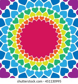 Rainbow hearts background. Abstract vector rainbow pattern. Rainbow vector colors.