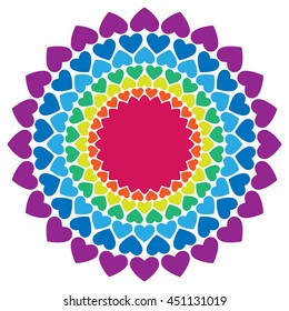Rainbow hearts background. Abstract vector rainbow pattern. Rainbow vector colors.