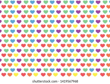 Rainbow hearts colorful stripes background and wallpaper,LGBTQ+ flag Pride Month symbol of gay Pride.