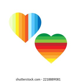 Rainbow hearts for concept design. Concept graphic design element. Vector illustration. stock image. 