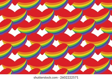 Rainbow, hearts, fashion, pattern, LGBTQ, colorful, fabric, Pride month, love, style, color, lgbtq+, red 