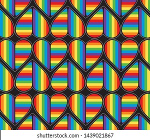 Rainbow hearts on color background. Gay symbol