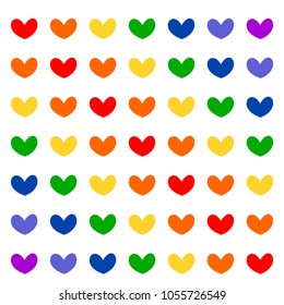 Rainbow hearts on white background. Vector. LGBT concept. Creative and design concept.
