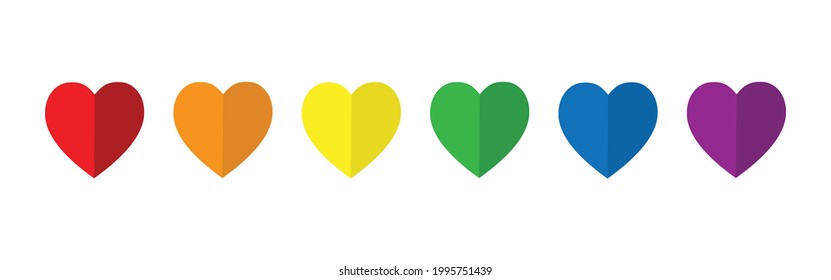 Rainbow hearts paper cut banner vector isolated on white background. .Illustration color set of LGBTQ+ flag on pride month concept.