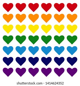 Rainbow hearts pattern vector illustration. LGBT symbol. Rainbow heart shape. Pride parade. Vector EPS 10. Card, banner, poster