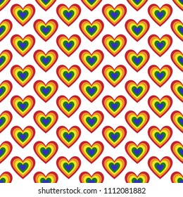 Rainbow Hearts Seamless Pattern - Vibrant rainbow hearts design