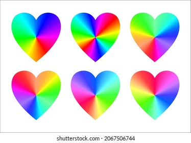 Corazones arcoiris. Conjunto De Seis