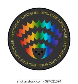 Rainbow hedgehog on a round light gray background. Chest icon isolated on a white background. for design icons, labeling animal posters wildlife. WiFi Creative symbol