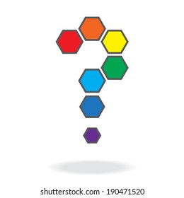Rainbow hexagon question mark ,vector eps10