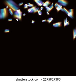 Rainbow-Highlights auf hellem Hintergrund.Glare oder Reflexion aus Wasser und Glas.Glitzerne Partikel für soziale Medien-Hintergründe, Produktpräsentationen, Fotoaufnahmen.